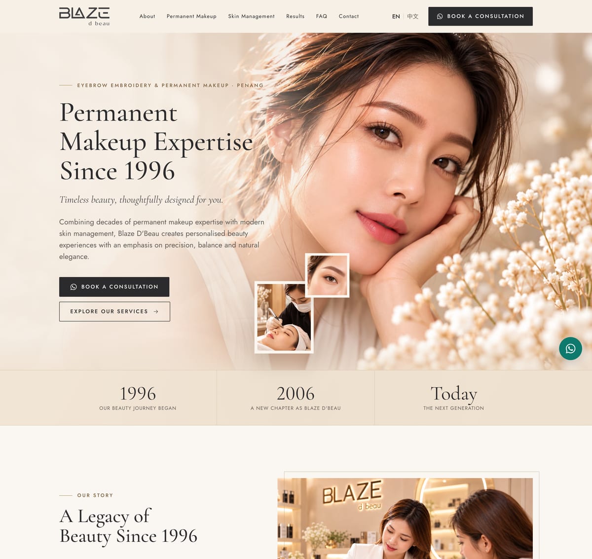 Blaze D’Beau website homepage on desktop
